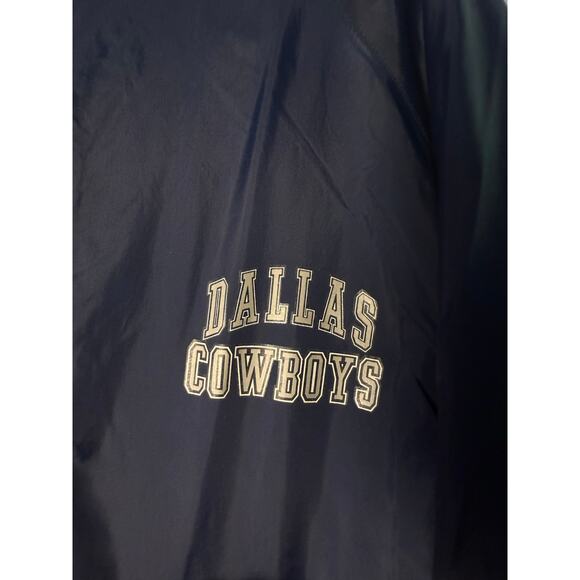 Vintage Logo 7 Cowboys Satin Button Snap Full Zip Navy Windbreaker Jacket XL - Picture 4 of 5